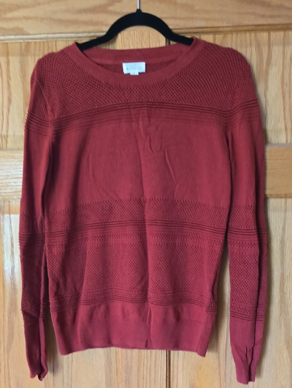 Market & Spruce Women's Scoopneck Textured Sweater - Rust